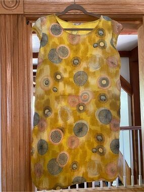 Yellow Printed Shift Dress - Unbranded